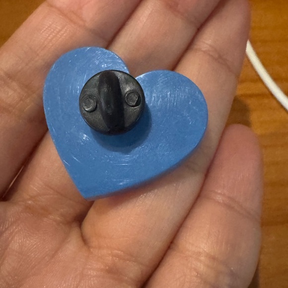 Juicy Heart-Shaped Blue Pin with Rainbow Stripes - Picture 2 of 2